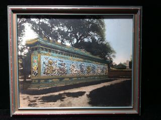 Antique Hand Colored Photograph China Beijing Nine Dragon Screen Beihai Park