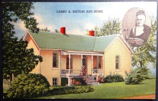 Postcard Mrs.  Carry A.  Nation And Home Leavenworth Kansas