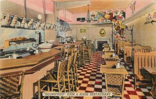 Linen Roadside Postcard Glorifried Ham &eggs Restaurant Diner On Broadway Nyc Ny