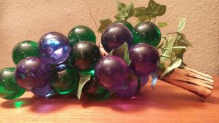 Large MCM Vintage Resin Acrylic Lucite Grape Cluster Blue & Green Colors 4