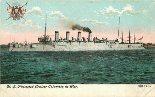 C - 1910 Navy Military Great White Fleet Cruiser Columbia Postcard 5145