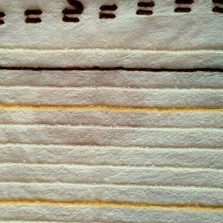 CHENILLE BEDSPREAD ANTIQUE VINTAGE YELLOW BROWN STRIPES FULL SIZE 4