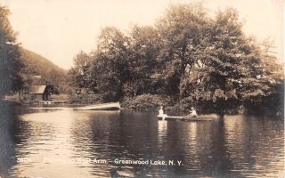 1913 Rppc Fishing On West Arm Greenwood Lake Ny Orange County
