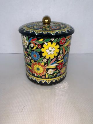 Vintage Blue Floral Tin - Tea Canister By Daher Made In England 6 1/2”