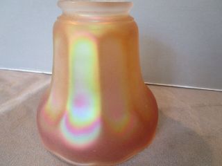 Vintage Nuart Carnival Glass Iridescent Borealis Marigold Lamp Shade Scallop