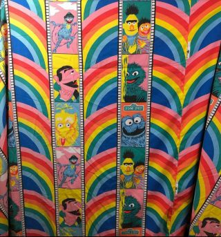 Rare Vintage Sesame Street Flat Sheet King Rainbow Gay Pride Lgbt Fabric