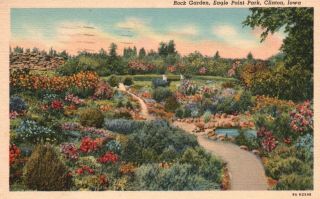 Clinton,  Iowa,  Ia,  Rock Garden,  Eagle Point Park,  1941 Linen Postcard G851