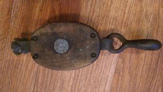 Antique,  Rare 19th Century Nautical Block And Tackle Pulley Boston & Lockport