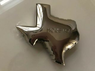 Vintage Silver Metal Office Accessory - State of Texas/ Houston Desk Paperweight 2