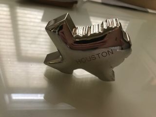 Vintage Silver Metal Office Accessory - State of Texas/ Houston Desk Paperweight 5