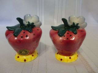 Anthropomorphic PY Coronet Hand Painted Strawberry Head Salt & Pepper Shakers 3