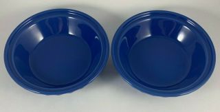 2 Longaberger Pottery Woven Traditions Cornflower Blue Small Pie Plates 7 1/4 "