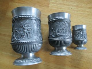 Rein Zinn 95 Pewter German Goblet Set Of 3