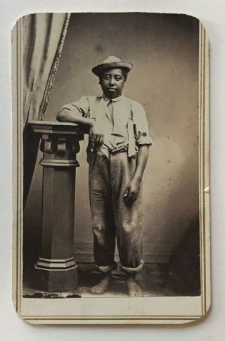 Cdv Of A Young Afro American Boy.  Circa 1865.  Civil War Period.
