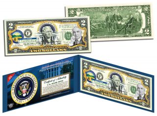 Warren G Harding 29th U.  S.  President Colorized $2 Bill Legal Tender