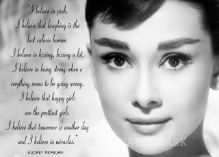 Iconic Humanitarian Audrey Hepburn " I Believe In Pink " Quote Publicity Photo