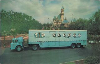 (m404) Vintage Color Postcard,  Rppc,  Global Van Lines Truck