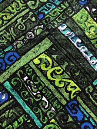 Vintage Vhy Hawaiian Textile Fabric 3,  Yards Green Barkcloth Tiki Bar Beach
