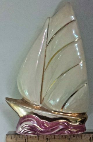 Vintage Sailboat Wall Pocket With 22 Carat Gold Accents