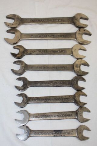 Set Of 8 Vintage 1920s Armstrong Vanadium Steel Drop Forged Crescent Wrenches