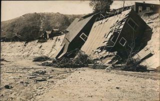 Rppc Charles F.  Lummis Los Angeles,  Ca Destruction To Homes From The Arroyo Seco