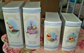 4 Pc Lenox Porcelain Winnie The Pooh Pantry Canisters Set Book Style