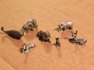 7 Vintage Miniature Hudson Pewter Animal Figurine Collectables & Other