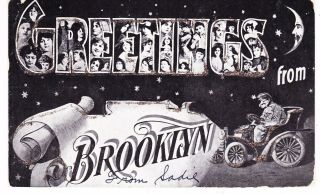 Greetings From Brooklyn Fantasy 1907 Postcard Nyc