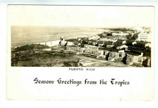 View From Morro Castle Puerto Rico Rppc Seasons Greetings From The Tropics 1940