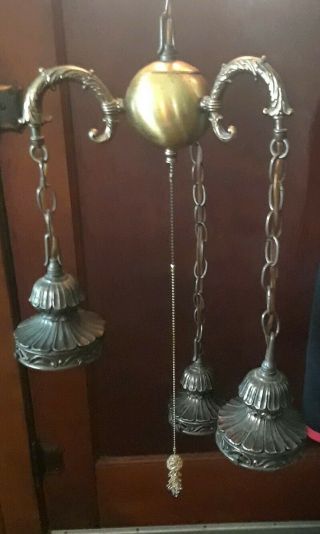 Vintage Triple Swag Lamp Hanging Lamp Light Fixture Mcm Hollywood Regency