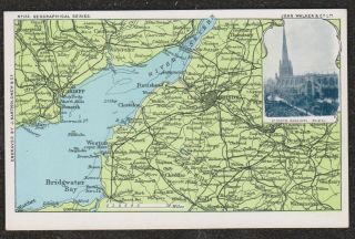 1905 Bristol St.  Marys Redcliffe Bartholomew Map Postcard John Walker & Co.  Ltd