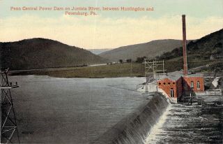 Penn Central Power Dam On Juniata River,  Between Huntingdon & Petersburg,  Pa.