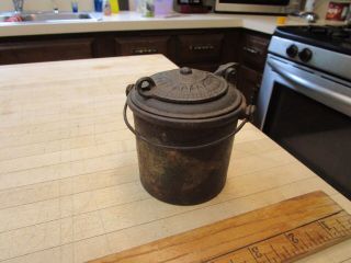 Antique Cast Iron Carpenters Glue Pot Remnants Of Label