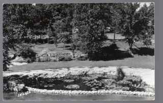 Findlay,  Ohio,  Postcard,  Rppc.  Pond At Donnel School,  Behind Stadium.