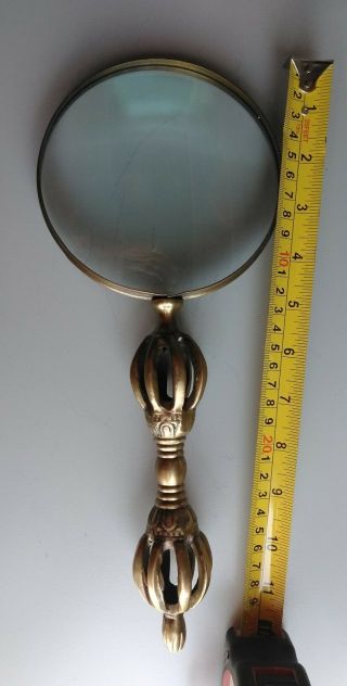 LARGE MAGNIFYING GLASS WOW HEAVY MANLY MAJESTIC SOLID BRASS WIZARD 2