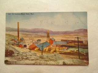 1910 St Lawrence Mines Butte Montana Mt Postcard