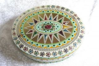Vtg Baret Ware England Decorated Oval Biscuit Tin Metal Box Container No.  229