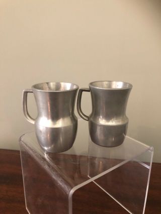 Antique Two Vintage Newburyport Pewter Towle Cups Cordial Shot Glasses 8605