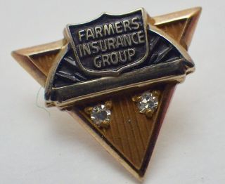 Vintage 10k Farmers Insurance Group Employee Service Pin W/diamonds