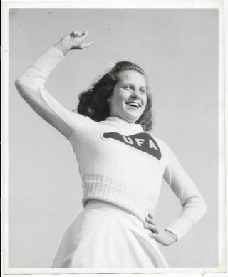 Utica,  York,  U.  F.  A.  Cheerleader,  Vintage 1940 B&w Photograph 9 1/2 " X 7 1/2 "