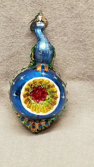 Awesome Colorful Radko Peacock Christmas Ornament