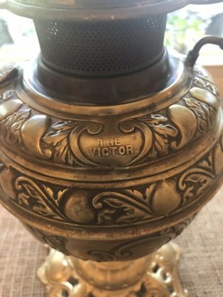 “The Victor” Miller Victorian Brass Oil Lamp 3