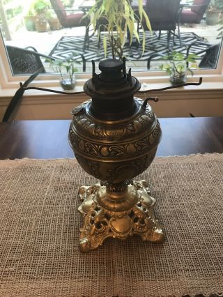 “The Victor” Miller Victorian Brass Oil Lamp 4