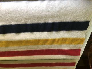 Vintage Hudson Bay Four Point Blanket Stripe Made In England 93x73