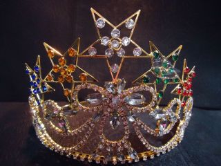 Order Of Eastern Star 5 Star Tiara Crown - Gold 5 "