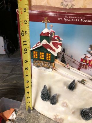 Mr Christmas St.  Nicholas Square SKi Hill Animated Downhill Skiers WeatherVane 8