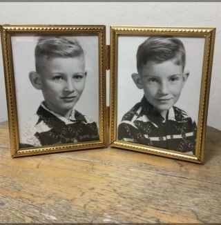 Vintage 1950’s Framed Black & White Photos Boys Desktop Family Photos