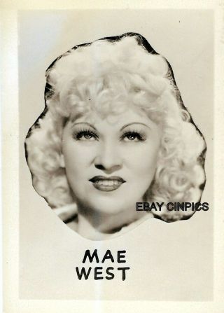 Mae West Wallet Size From Mae West Estate : 3 1/2 By 2 1/2 Photo
