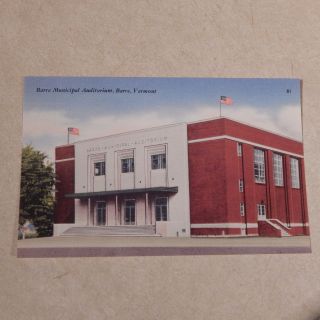Vintage Postcard Barre Municipal Auditorium,  Barre,  Vermont
