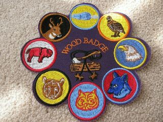 Vtg Bsa Boy Scouts 8 In 1 Wood Badge 6 Inch Jacket Patch Embroidered Jumbo
